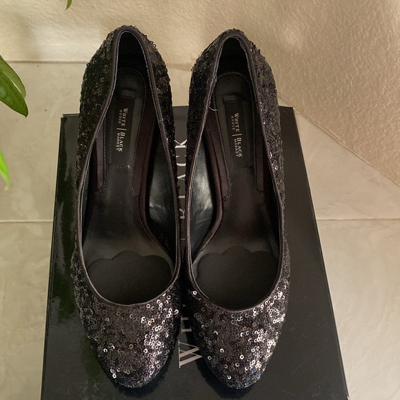 Whit House Black Market leather, sequined platform heels.  Dasher - Picture 9 of 9